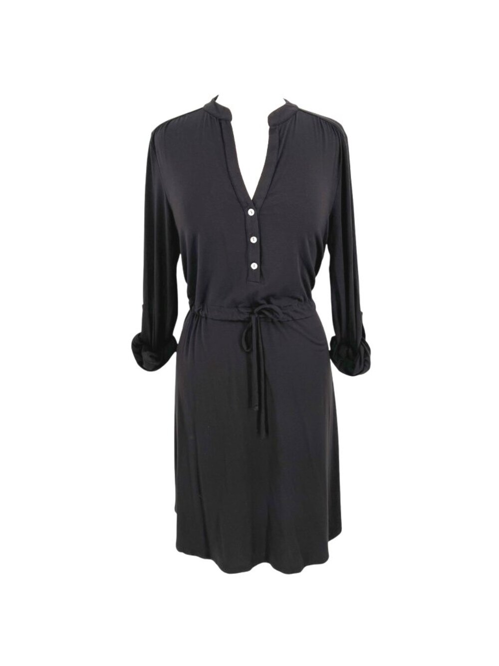 Amour Vert Maribel Minimalist Effortless Jersey A-Line Dress Black Size Small